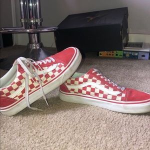 red and white checkered vans